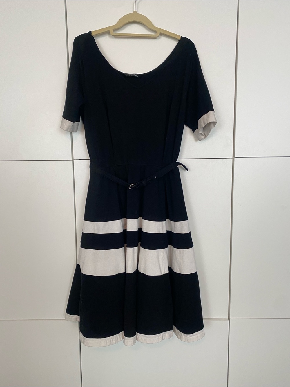 Classic Black and White Stripe A-line Dress